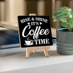 Coffee Bar Decor, Rise and Shine It's Coffee Time Wood Sign - Image 4