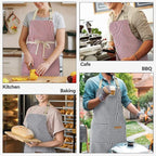 NLUS 2 Pack Kitchen Cooking Aprons, Adjustable Bib Soft Chef Apron - Image 7