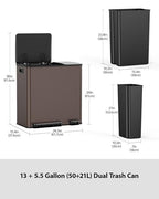 Lovewind Double Trash Can Kitchen, 13+5.5 Gallon Stainless Steel Dual Trash and - Image 7