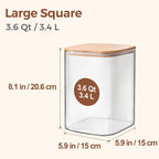 ComSaf 3.6 Qt Glass Food Storage Containers Set of 2, Large Storage Containers - Image 2
