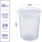 GUSTO [32 oz. - 24 Count Plastic Deli Containers - Disposable Food Storage - Image 2
