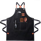 Plus Size Kitchen Apron for Men Women, Cross Back Cotton Canvas Chef Apron by Unknown