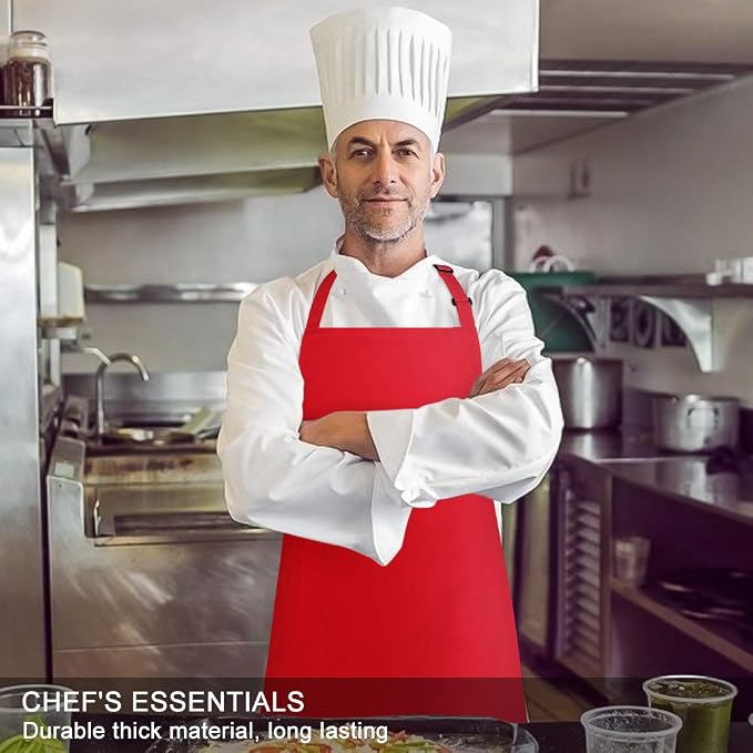 Jubatus 4 Pack Bib Aprons with 2 Pockets Cooking Chef Kitchen Apron - Image 4