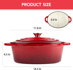 5.5 Quart Oval Enameled Cast Iron Dutch Oven Pot - Image 3