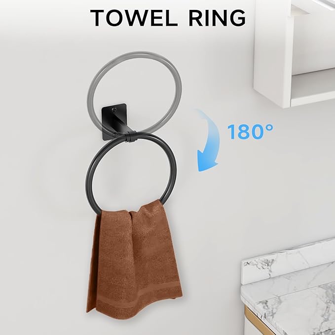 KLJKPA Matte Black Bathroom Accessories Set, 4 Pieces Bathroom Hardware Set - Image 3