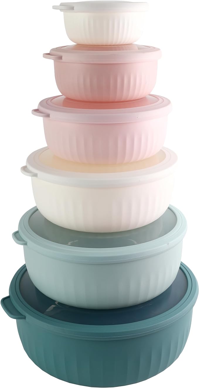 COOK WITH COLOR Prep Bowls with Lids- Wide and Deep Nesting Plastic Small by CookwithColor