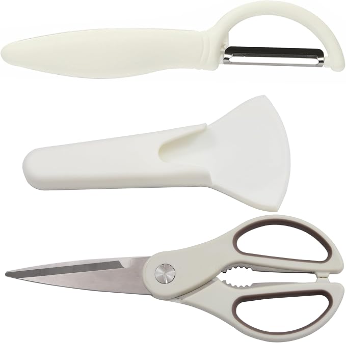 3PCS White Kitchen Scissors and Peeler Set, Magnetic Shears - Image 2