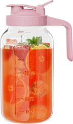 Glass Mason Jar Pitcher, 64 oz Wide Mouth Jug by Junvpic