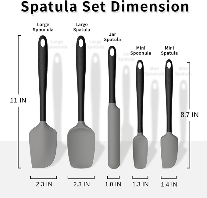 Coukre Silicone Spatula Set of 5, High Temperature Resistant, Food Grade - Image 2