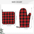 Buffalo Plaid Black and Red Oven Mitts and Pot Holders Set - Image 3