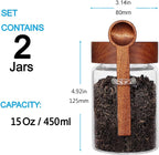 SAIOOL Sugar Jar with Lid and Spoon Set of 2, 16 OZ Tea Canisters - Image 2