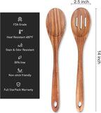2-Piece 14 inch Large Wooden Spoon Set Non Toxic Solid Wood Spoons Cooking - Image 4