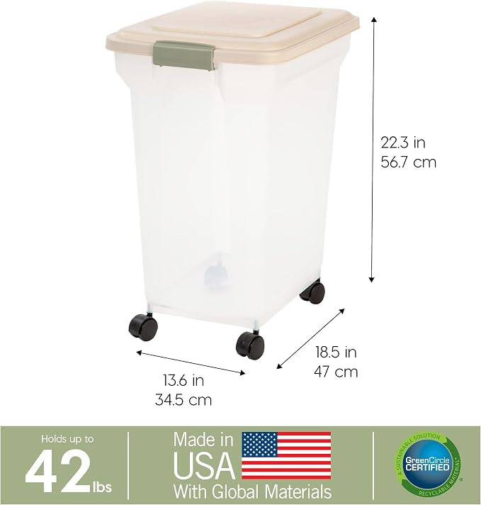 IRIS USA Airtight Dog Food Storage Container, WeatherPro, Removable Wheels - Image 3