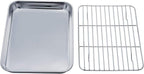 TeamFar Toaster Oven Tray and Rack Set, 9.3’’ x 7’’ x 1’’, Stainless Steel by TeamFar