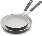 GreenPan x Bobby Flay 2 Piece- 8” and 10” Nonstick Frying Pan Skillet Set by GreenPan