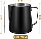 Milk Frothing Pitcher, 350ml/600ml Milk Frother Cup Stainless Steel Jug - Image 5