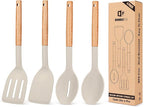 Pack of 4 Silicone Cooking Utensils Set, Non Stick Solid Spatulas and Heat by BUNDLEPRO