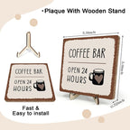 Coffee Bar Sign Plaque Decor, Coffee Bar Accessories, Rustic Wooden Tabletop - Image 2
