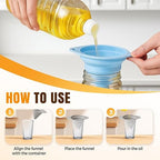 Kitchen Funnel Set 3 Pack, Collapsible Silicone Funnels - Image 4