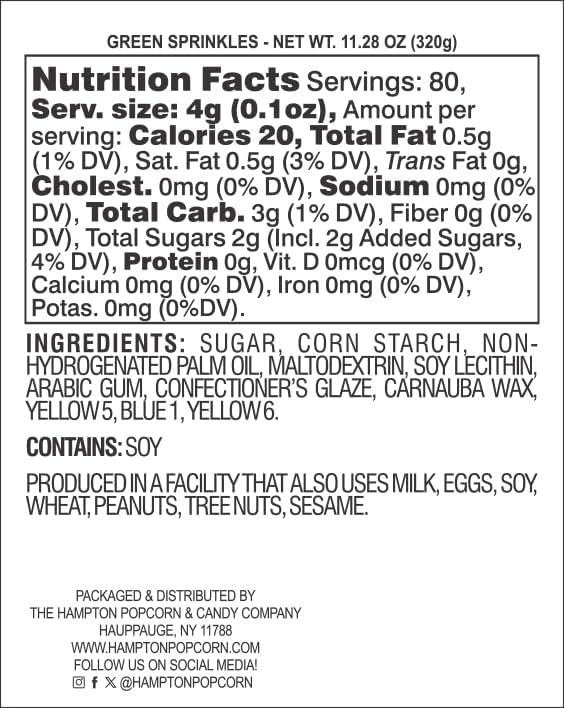 Green Sprinkles Jimmies 11.28 oz, Green Sprinkles For Cake Decorating, Cake Sprinkles, Sprinkles For Baking, Ice Cream & More, The Hampton Candy Company - Image 2