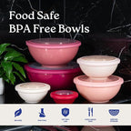 WHYSKO Mixing Bowl Set, 12 Piece Colorful Plastic Mixing Bowls - Image 6