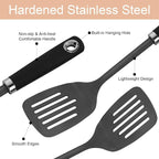 3-Piece Cooking Utensils Set Stainless Steel Large Serving Spoons Set Slotted - Image 2