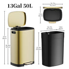 KdbK 13 Gallon Trash Can with Lid, 50L Fingerprint Proof Stainless Steel - Image 6