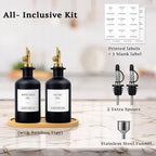 Olive Oil Dispenser Set, 2 x 11.8oz Black Glass Bottles - Image 2