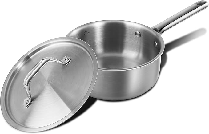3 QT Saucepan with Lid, 3-Ply Stainless Steel Saucepan, Induction Compatible by Unknown