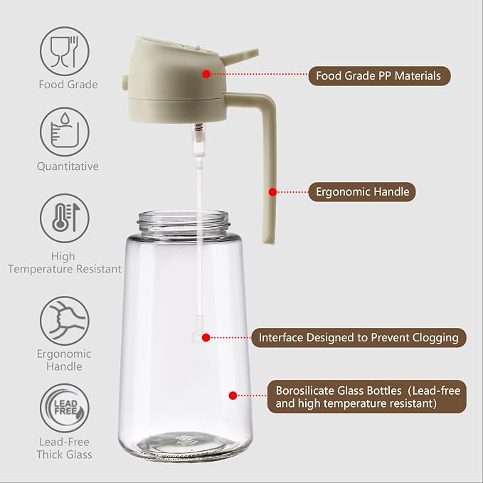 SWEET VIEW 2PCS Oil Sprayer for Cooking, 16oz/470ml Glass Oil Dispenser/Pour - Image 5