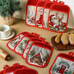 Jingmore 12 Pcs Christmas Pot Holders with Pocket for Kitchen Cooking Gift - Image 7