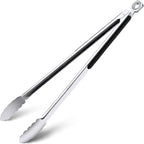 Grilling Tongs - 17 Inch Extra Long Metal Tongs, Heat Resistant Stainless Steel by HE-SANQI