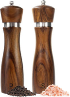 Haomacro 2 Pack Wood Salt and Pepper Grinder Set, Acacia Wood Salt and Pepper by Haomacro