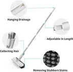Floor Scrub Brush with Long Handle, 3 in 1 Scrape and Heavy-Duty Stiff Bristle - Image 5