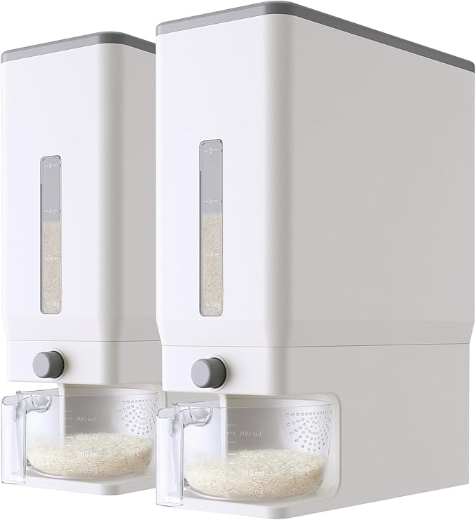 Lifewit 2 Pack Rice Dispenser 25 Lbs, Rice Storage Container Sealed Moisture by Lifewit