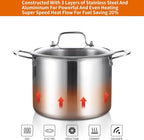 DELARLO Tri-Ply Stainless Steel 8 Quart Stock Pot, Heavy-Duty, All Stove - Image 4