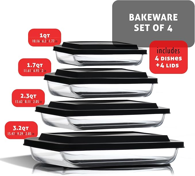Nestl 8pc Glass Baking Dishes for Oven, Glass Food Storage Containers - Image 9