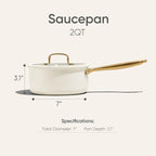 CAROTE 2Qt Stainless Steel Saucepan, Non-Toxic Cookware - Image 2