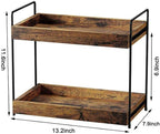 2-Tier Bathroom Counter Organizer, Wood Kitchen Countertop Spice Rack, Vanity - Image 3