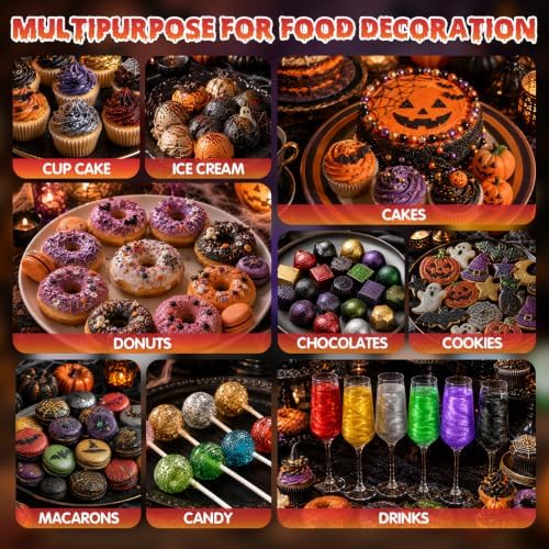 Edible Halloween Glitter for Drinks,4 Colors,Red Black Orange Green Powder - Image 6