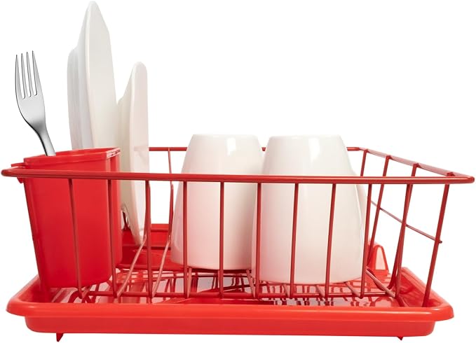 Sweet Home Collection Space-Saving 3-Piece Dish Drainer Rack Set: Efficient - Image 3
