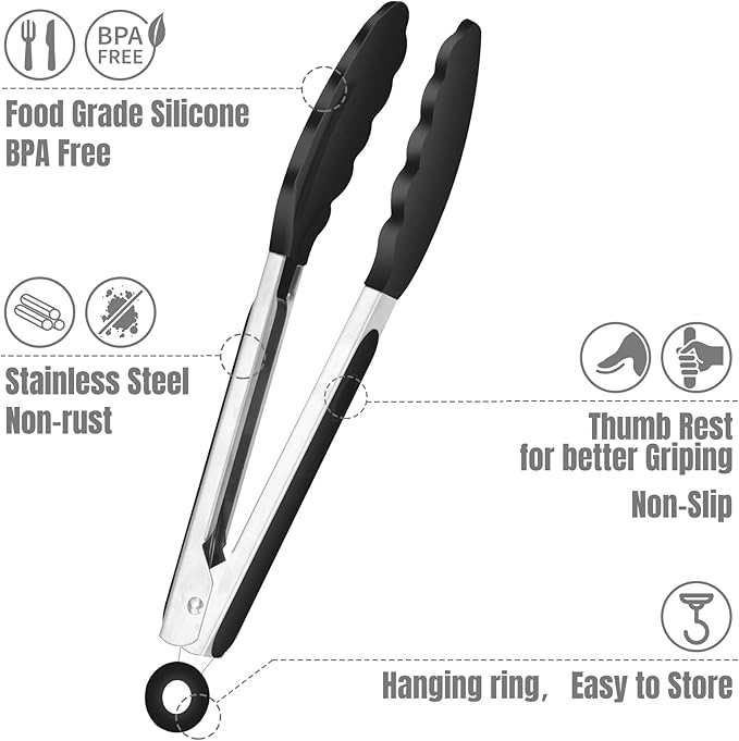 Hotec Mini Silicone Kitchen Tongs - Image 7