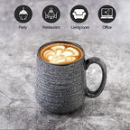 Hasense Dark Grey Coffee Mugs Set of 4, 12oz Ceramic Coffee Cups, Latte Mug with Large Handle for Coffee, Tea, Milk and Hot Cocoa,Easy Hold & Clean, Dishwasher & Microwave Safe - Image 6