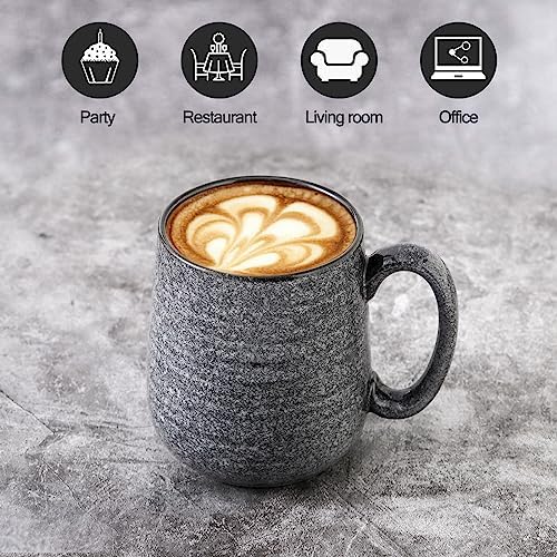 Hasense Dark Grey Coffee Mugs Set of 4, 12oz Ceramic Coffee Cups, Latte Mug with Large Handle for Coffee, Tea, Milk and Hot Cocoa,Easy Hold & Clean, Dishwasher & Microwave Safe - Image 6