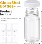 9 Pack 2 oz Glass Shot Bottles w/ White Lids & 9 Labels - Image 2