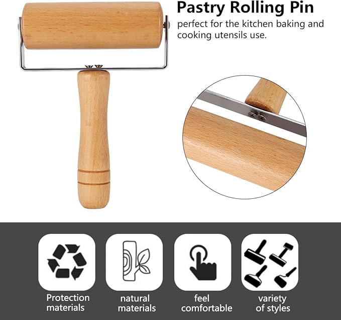 Small Rolling Pin, Pizza Dough Roller, Non Stick Wood Pastry Roller, Kitchen - Image 8
