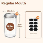 ComSaf 12 oz Mason Jars with Lids 6 Pcs, Regular Mouth Canning Jars with Seal - Image 2
