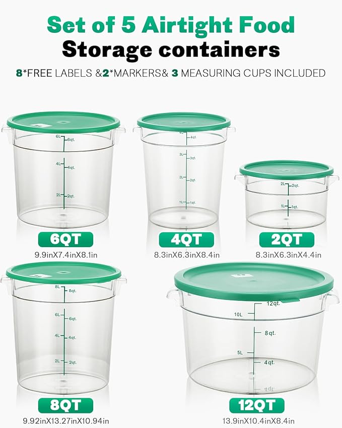 4QT NSF Round Food Storage Containers - Image 9