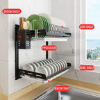 junyuan Kitchen Dish Rack, Hanging Dish Drying Rack Organizer Storage Shelf - Image 2