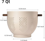 Metal Colander with Wood Handle and Stable Base, Powder Coated Steel Kitchen - Image 2